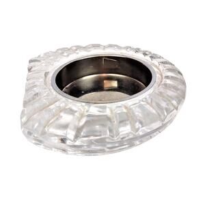 Vintage Cut Lead Crystal Elegant Ashtray Ribbed Straight Edge Clear 5.5" Heavy